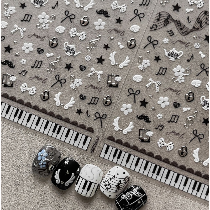 Audio Music Notes - Autocollants pour ongles en forme de