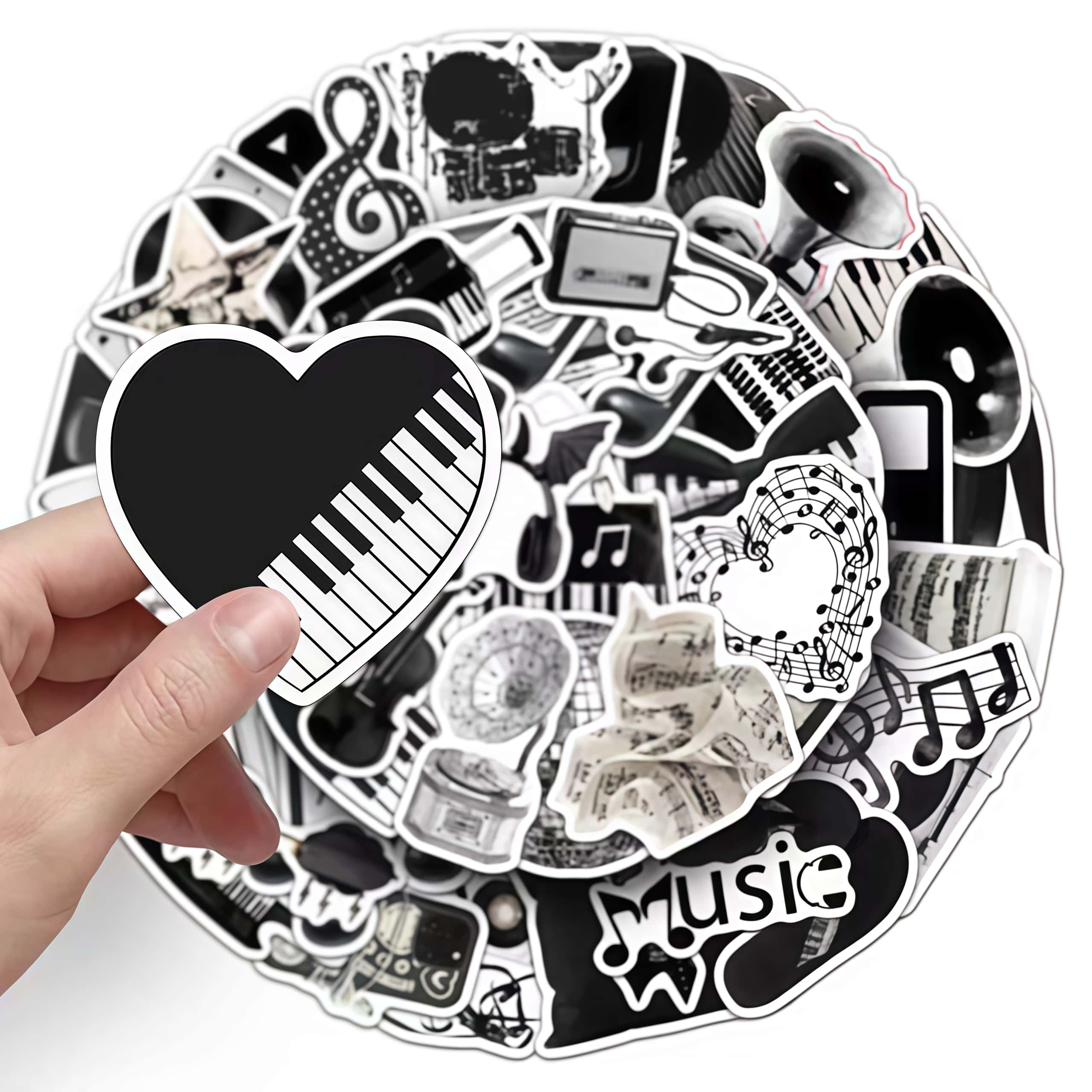 50 autocollants noirs et blanc - Audio Music Notes avis et prix